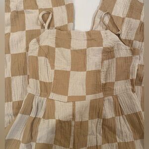 Brixton Tan and Cream Checkered Jumpsuit